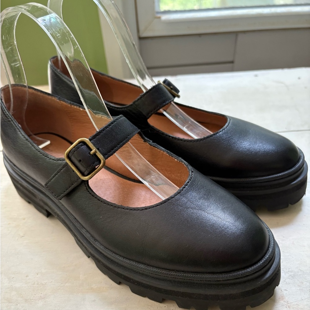 Madewell Freya Black Lug Sole Mary Janes